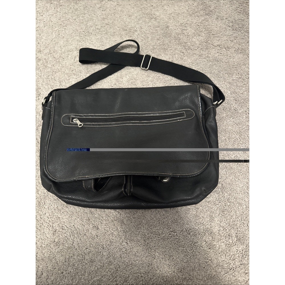 Gap Black Leather Crossbody Messenger Bag Adjustable Strap
